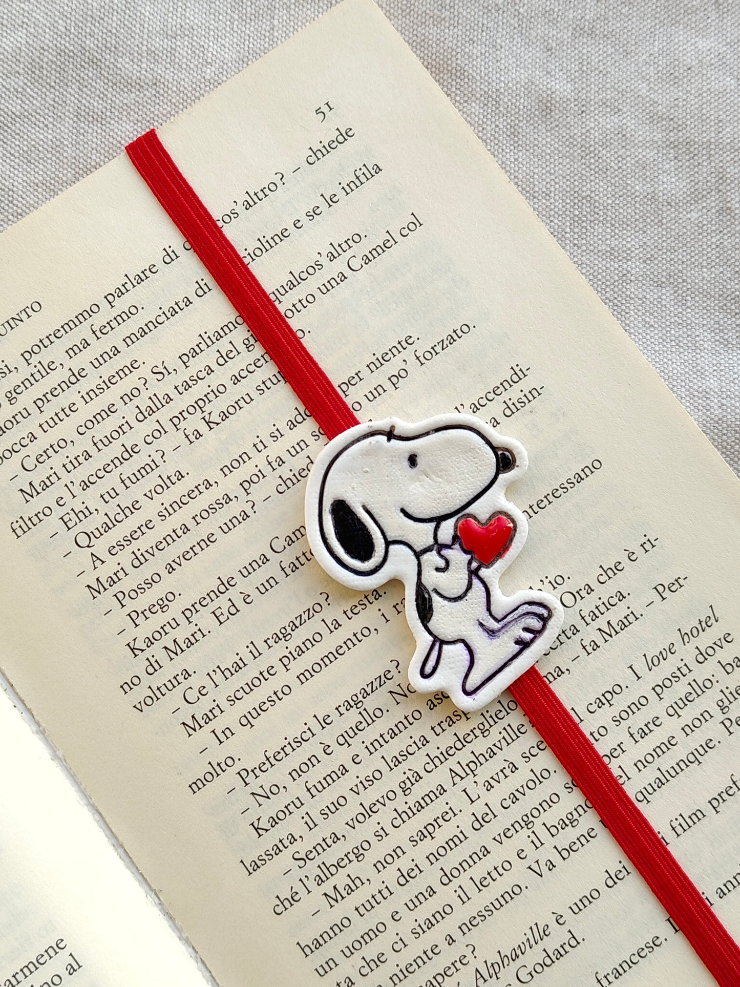 Collezione Anime | Segnalibro Elastico Regolabile | "Snoopy con Cuore"