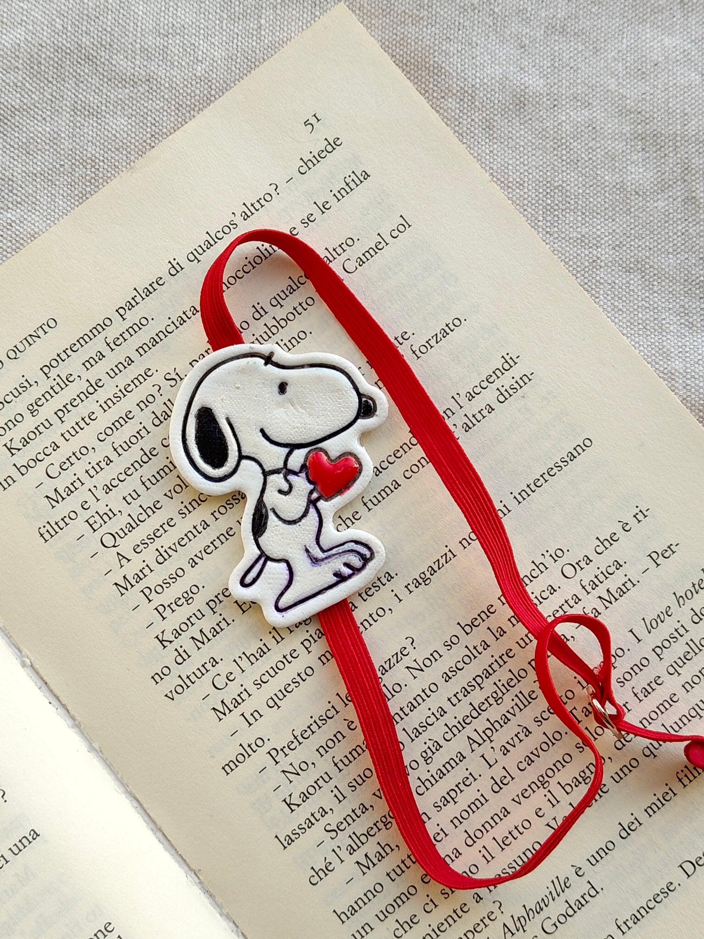 Collezione Anime | Segnalibro Elastico Regolabile | "Snoopy con Cuore"