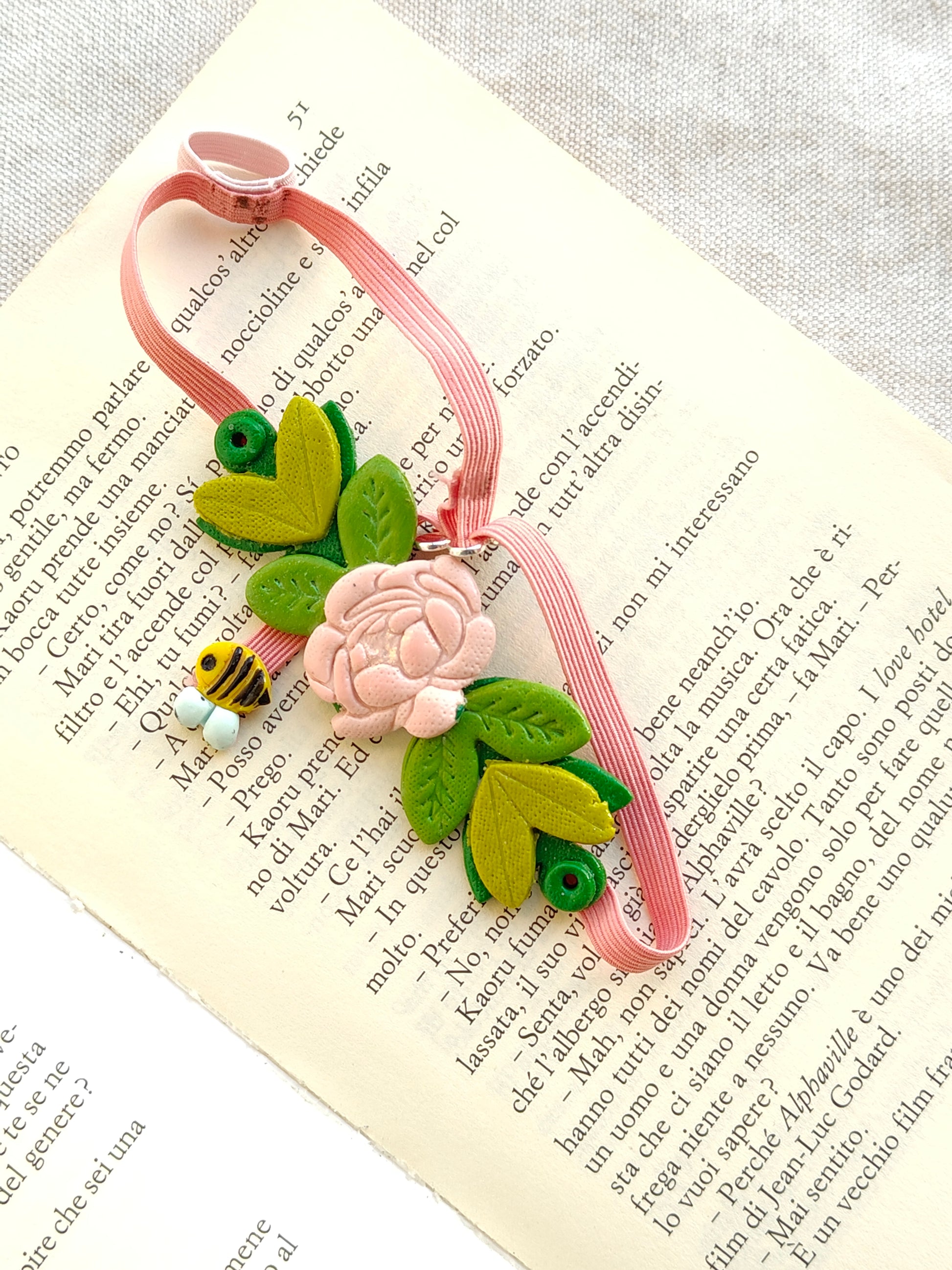 Collezione Boho Chic | Segnalibri Elastici Regolabili | Camelia Rosa