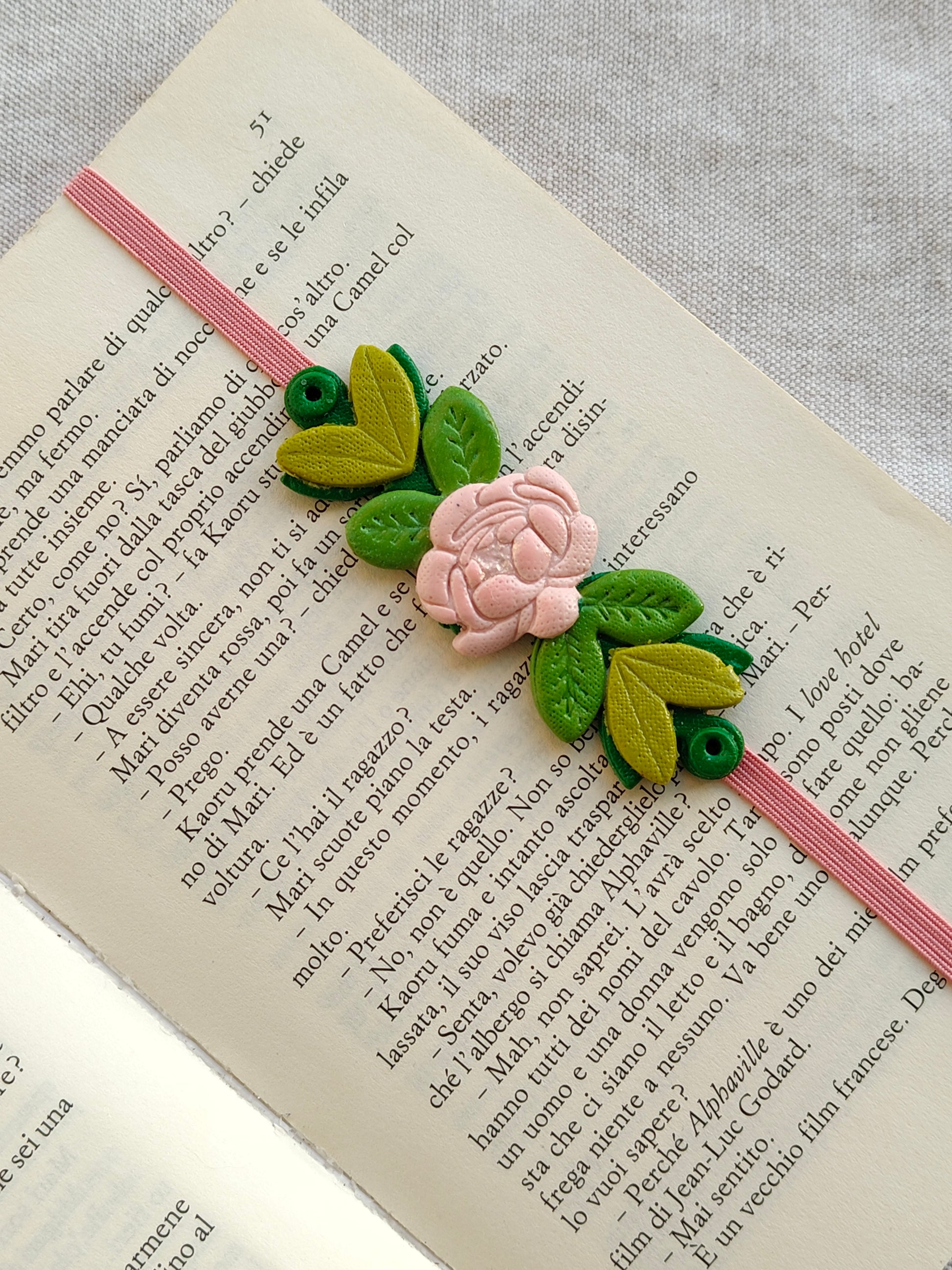 Collezione Boho Chic | Segnalibri Elastici Regolabili | Camelia Rosa