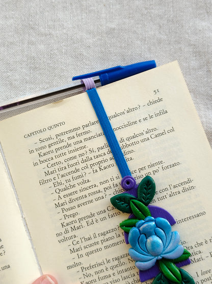 Collezione Boho Chic | Segnalibri Elastici Regolabili | Bocciolo Blu