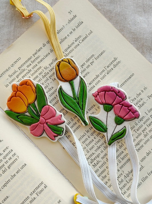 Collezione Primavera | Segnalibro Elastico Regolabile | Soggetti Floreali Artigianali