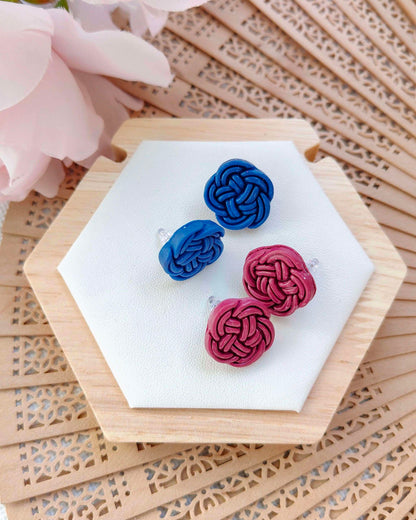 Orecchini a Bottone Musubi Blue | I Love Japan
