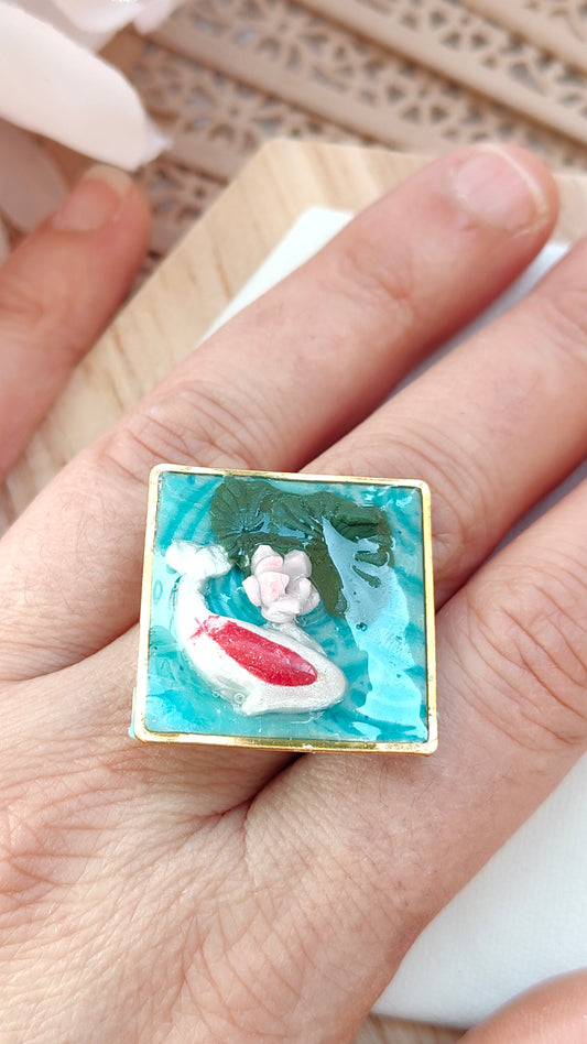 Anello Quadrato Koi "Shikaku no Un" (Fortuna Quadrata)