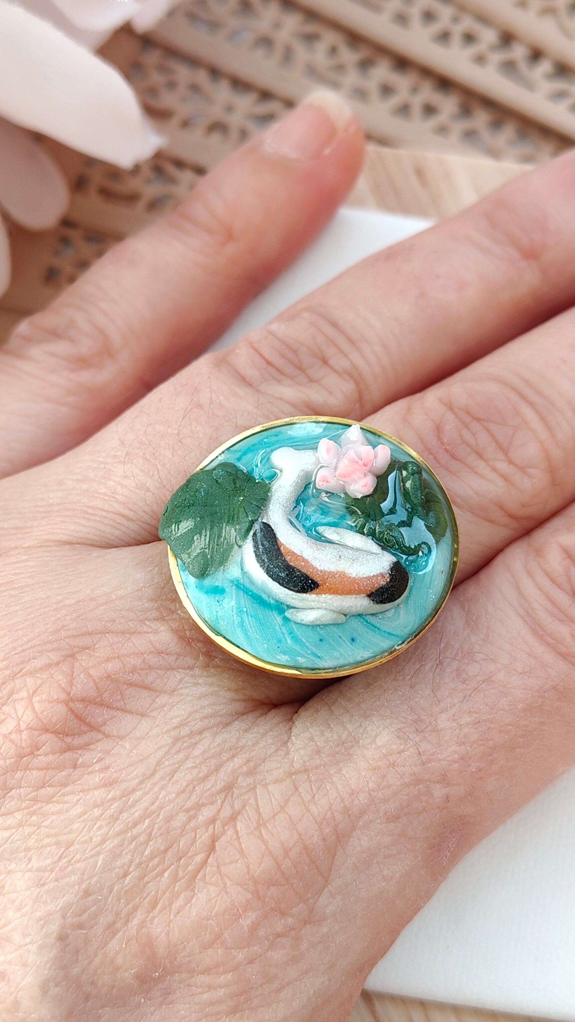 Anello Tondo carpe Koi "En no Inochi" (Cerchio della Vita)