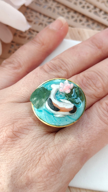 Anello Tondo carpe Koi "En no Inochi" (Cerchio della Vita)