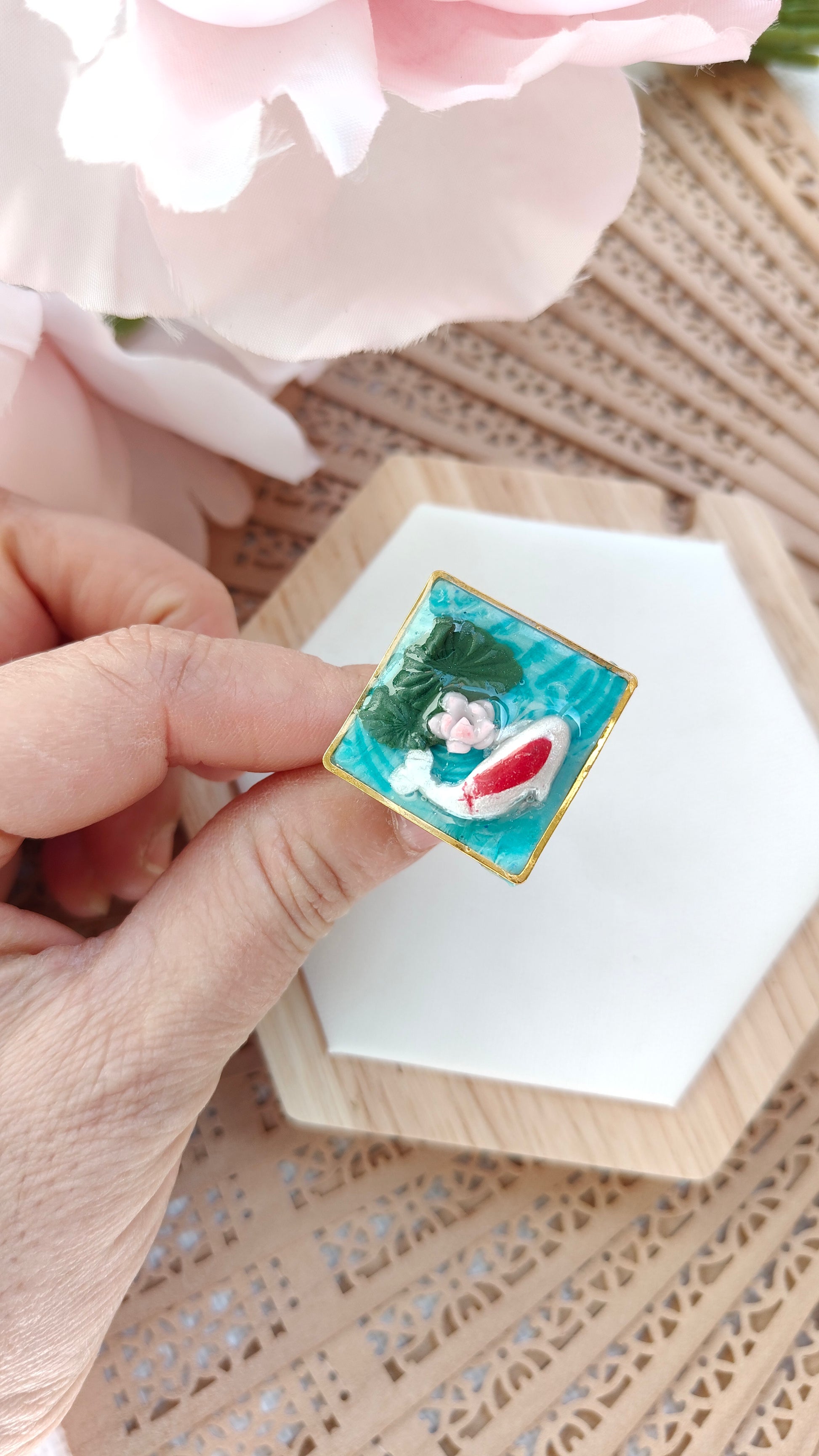 Anello Quadrato Koi "Shikaku no Un" (Fortuna Quadrata)