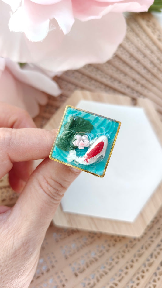 Anello Quadrato Koi "Shikaku no Un" (Fortuna Quadrata)