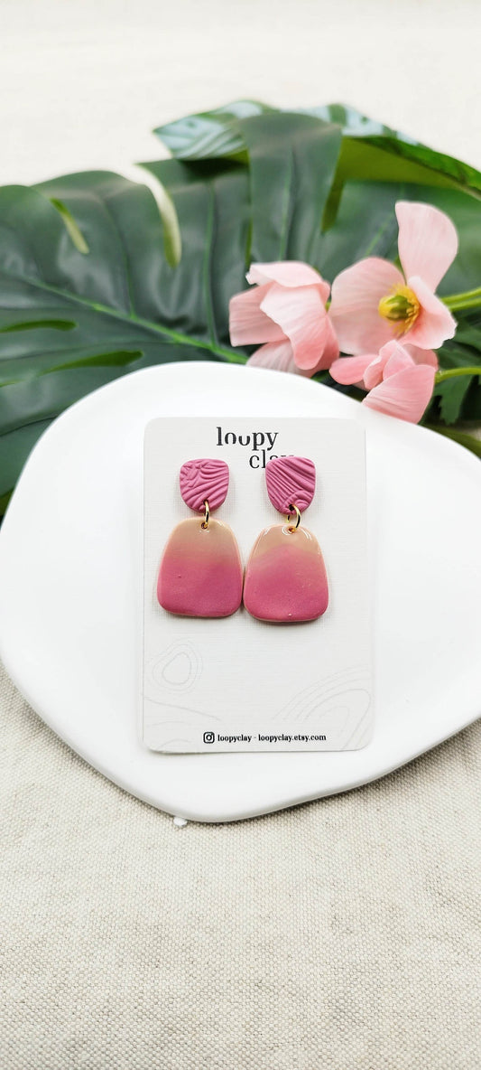 Orecchini pendenti Romantici Sfumature del Rosa - Loopy Clay