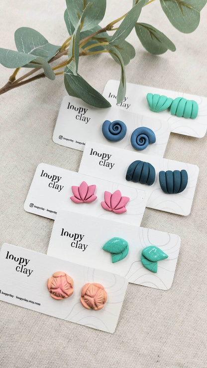 Orecchini a bottone fiori di loto - bocciolo