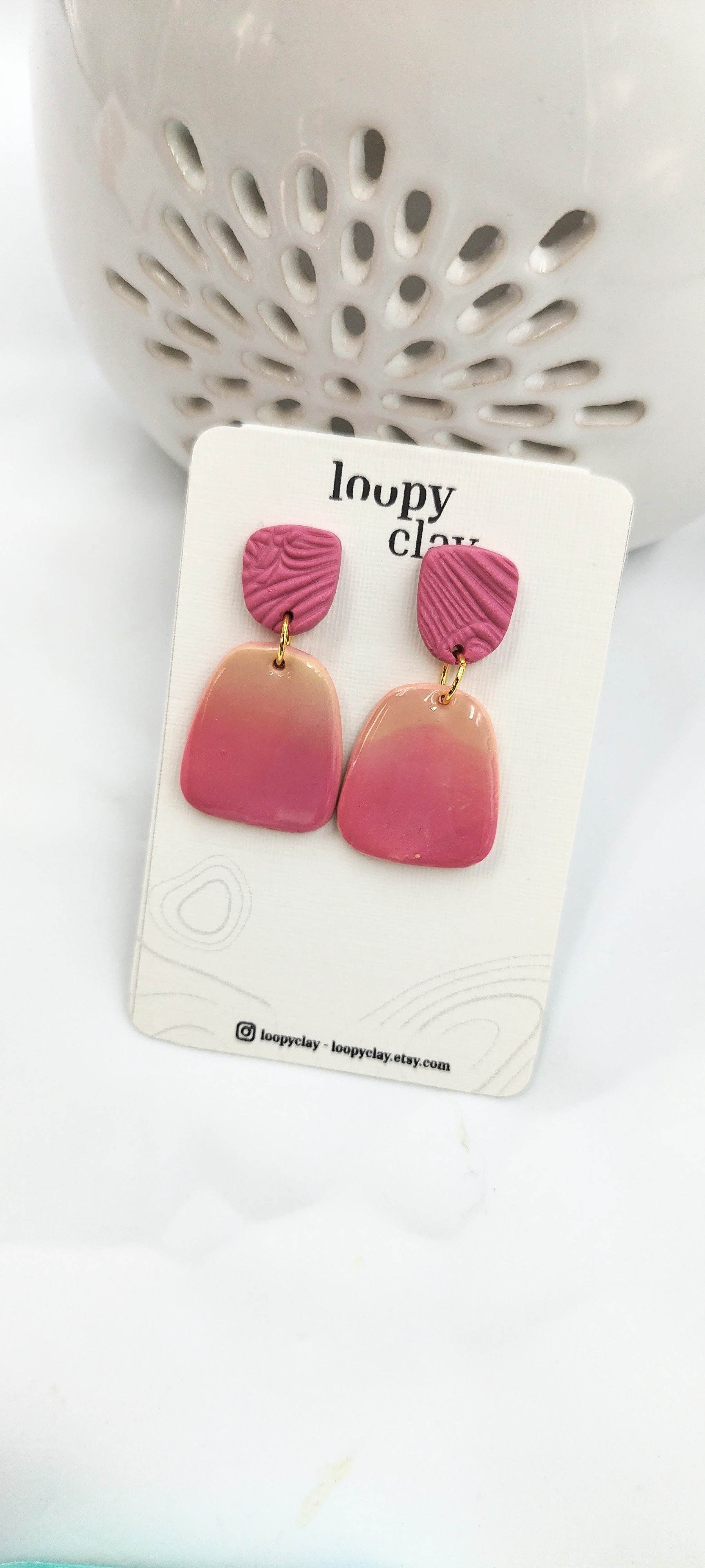 Orecchini pendenti Romantici Sfumature del Rosa - Loopy Clay