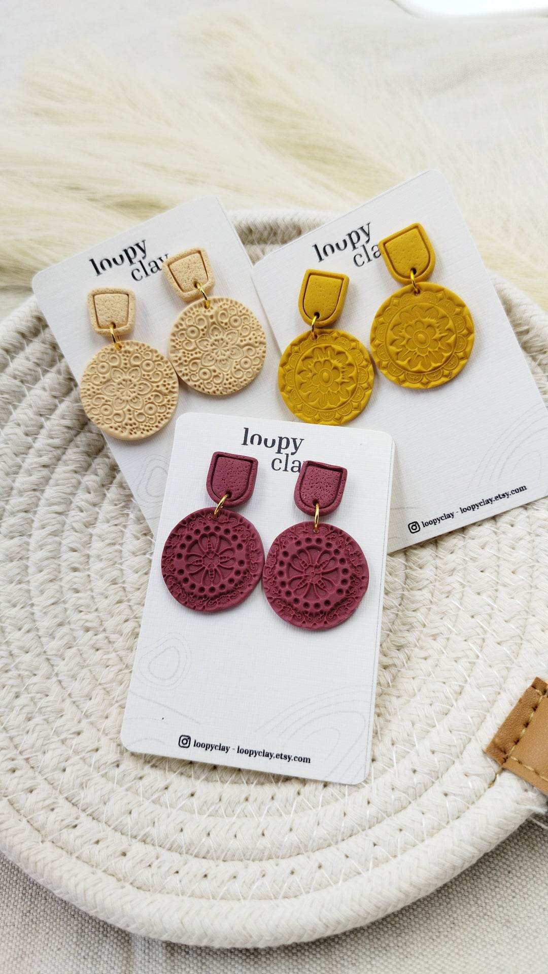 Orecchini Pendenti etnici eleganti e leggeri - Loopy Clay