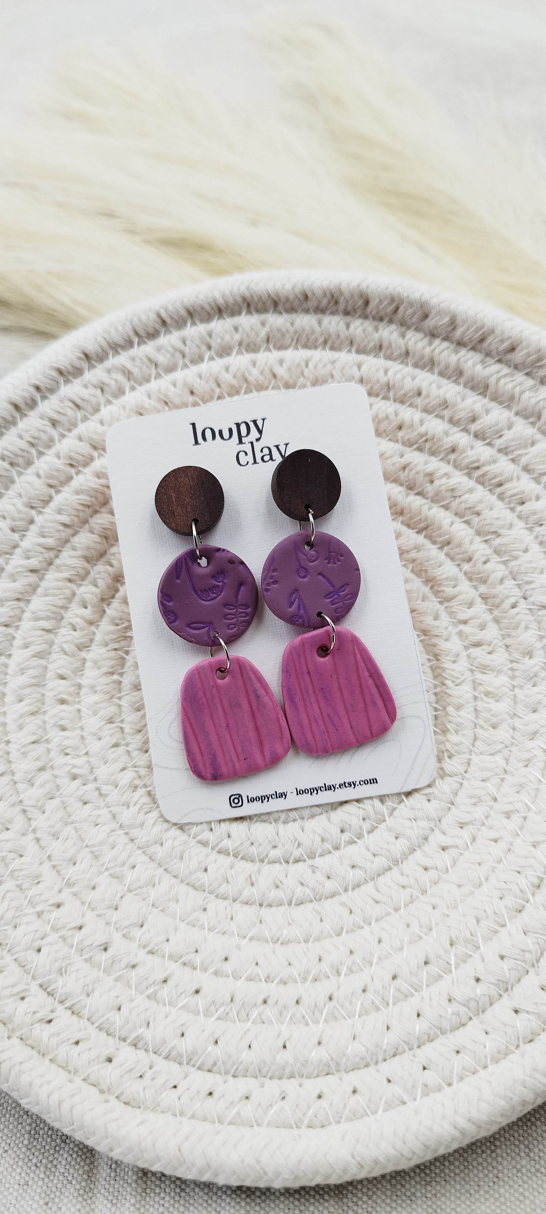 Orecchini Pendenti etnici - Loopy Clay