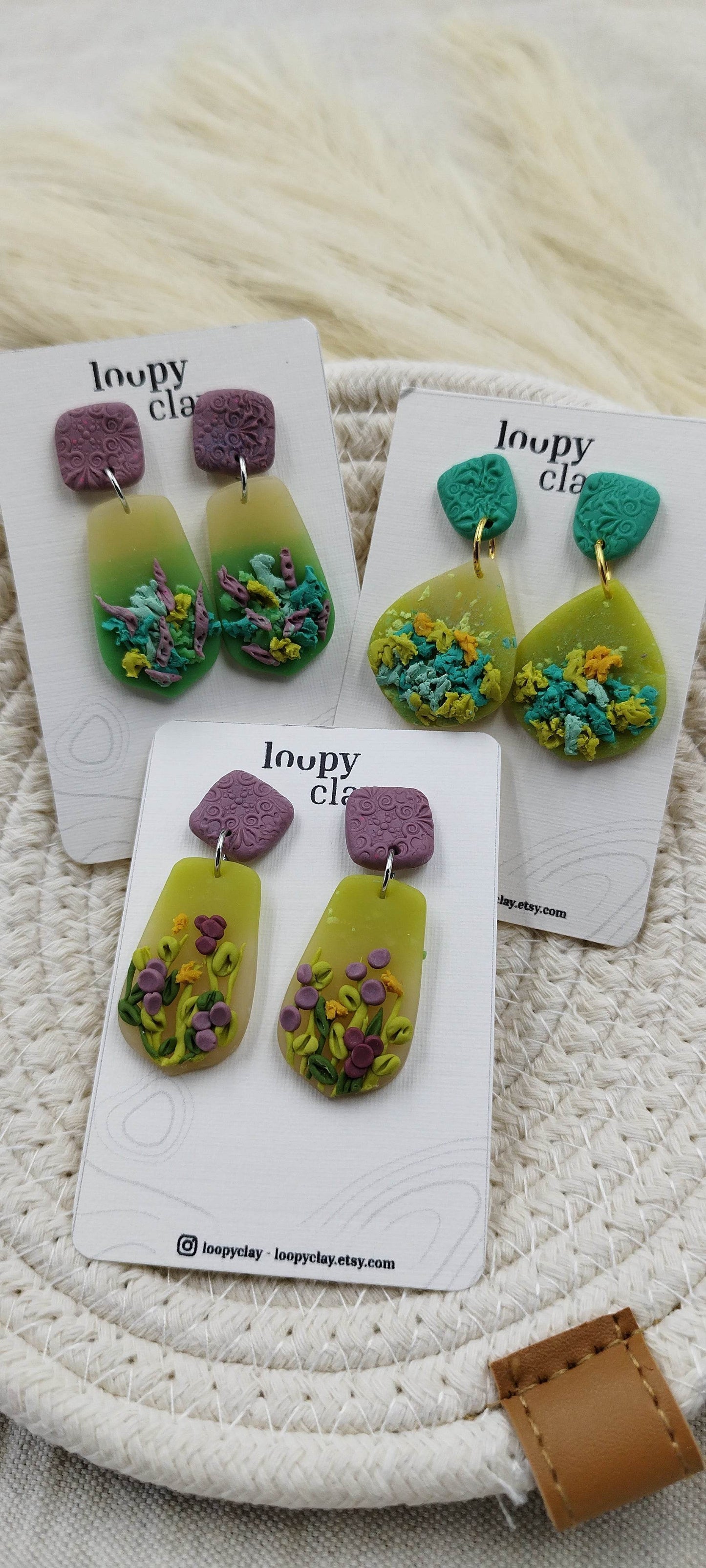 Orecchini Pendenti fondo del mare astratto - Loopy Clay