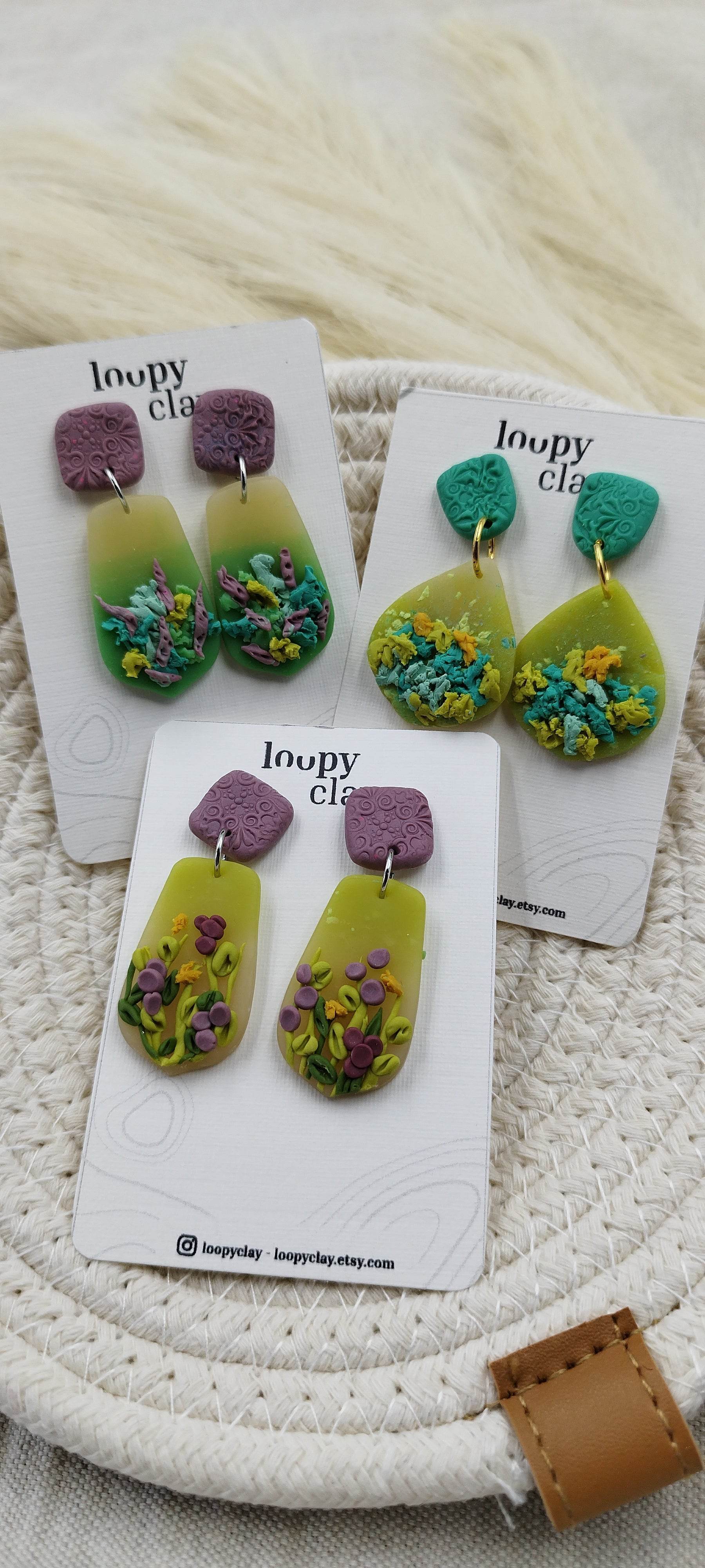Orecchini Pendenti fondo del mare astratto - Loopy Clay