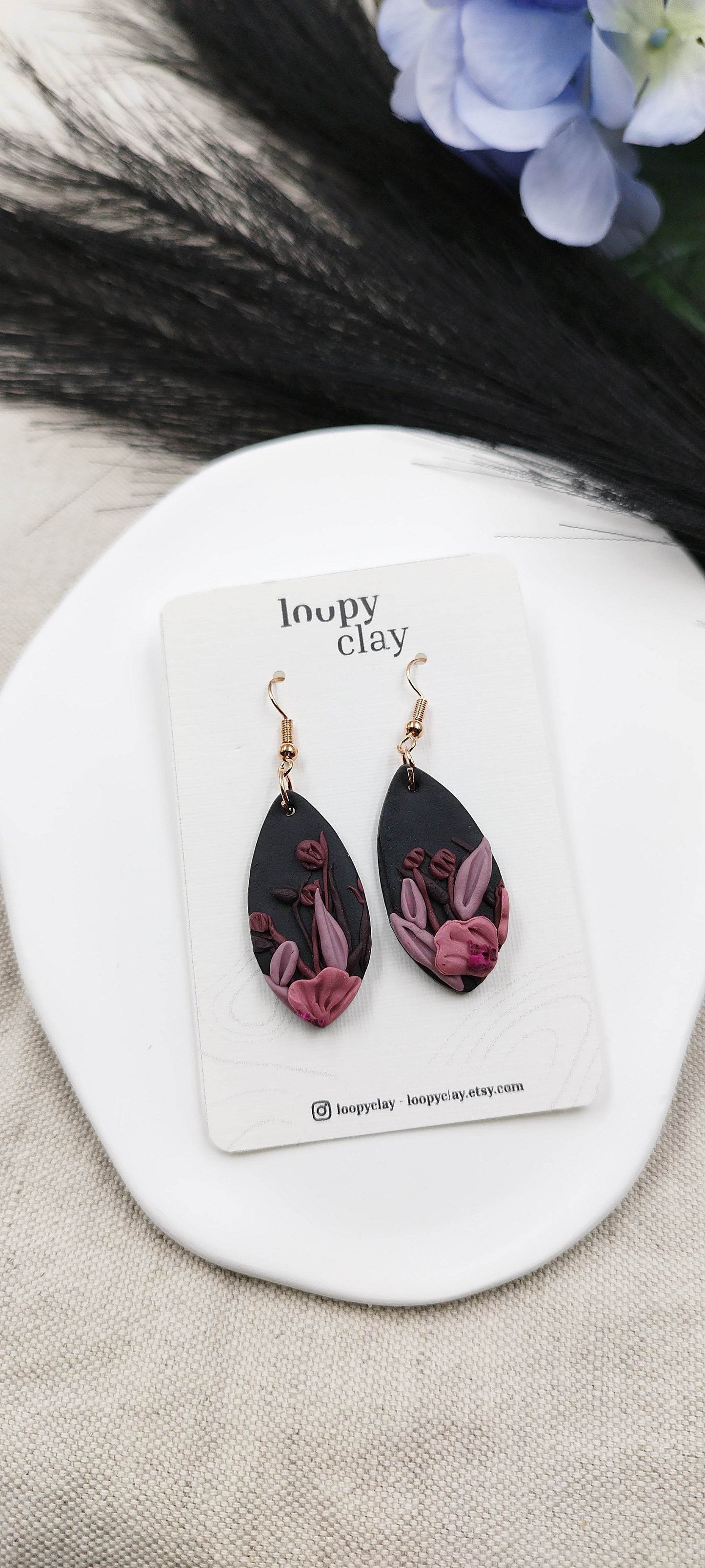 Orecchini Pendenti fiori notturni - Loopy Clay