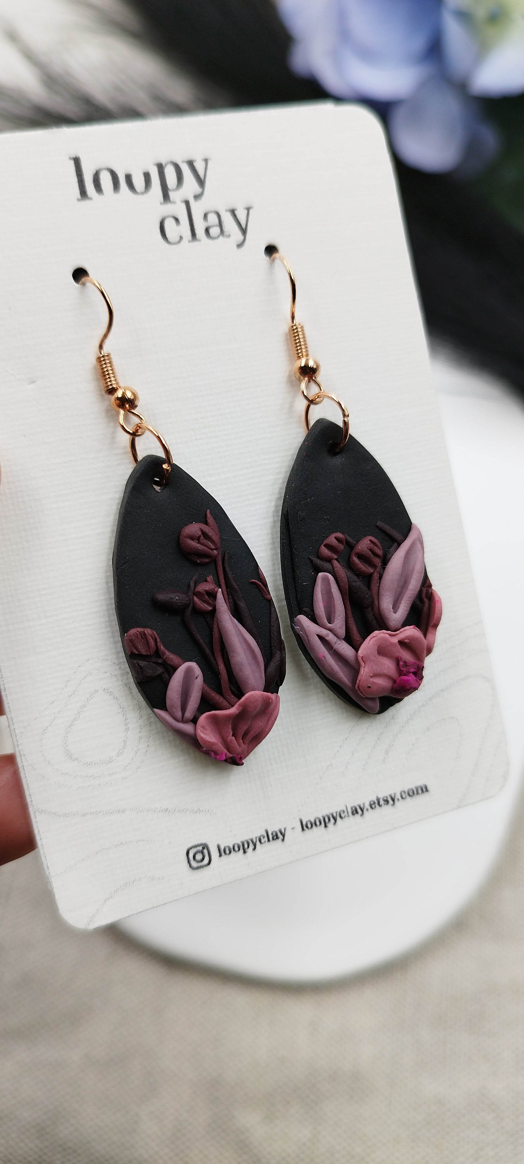 Orecchini Pendenti fiori notturni - Loopy Clay