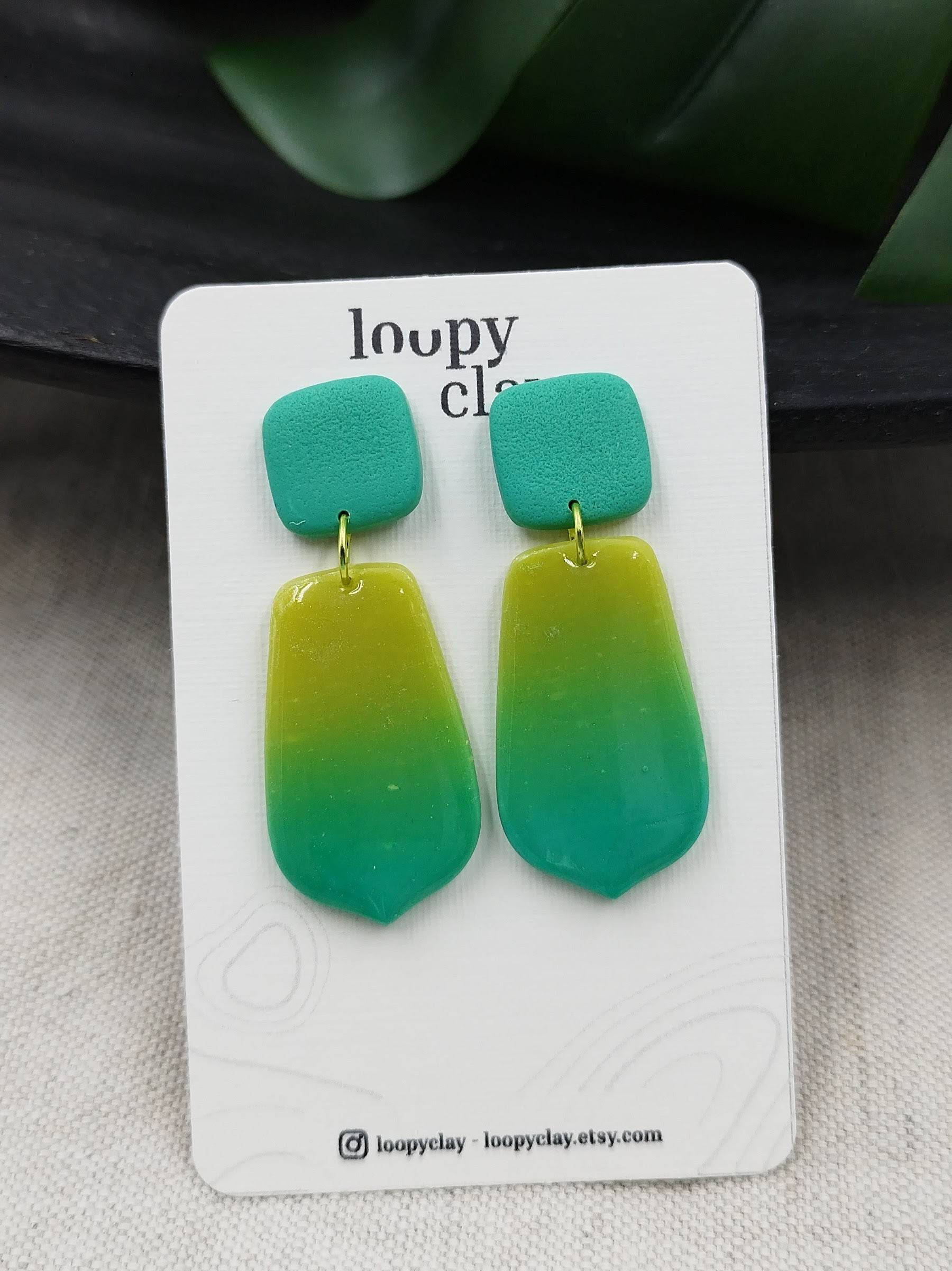 Orecchini pendenti sfumature turchesi - Loopy Clay