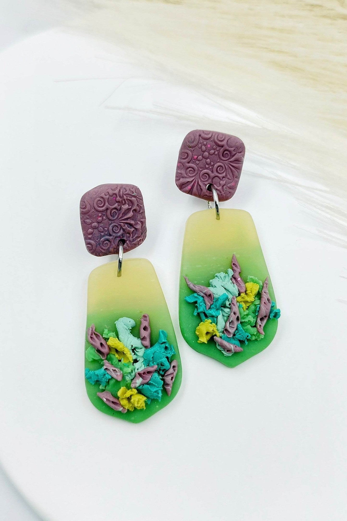 Orecchini Pendenti fondo del mare astratto - Loopy Clay