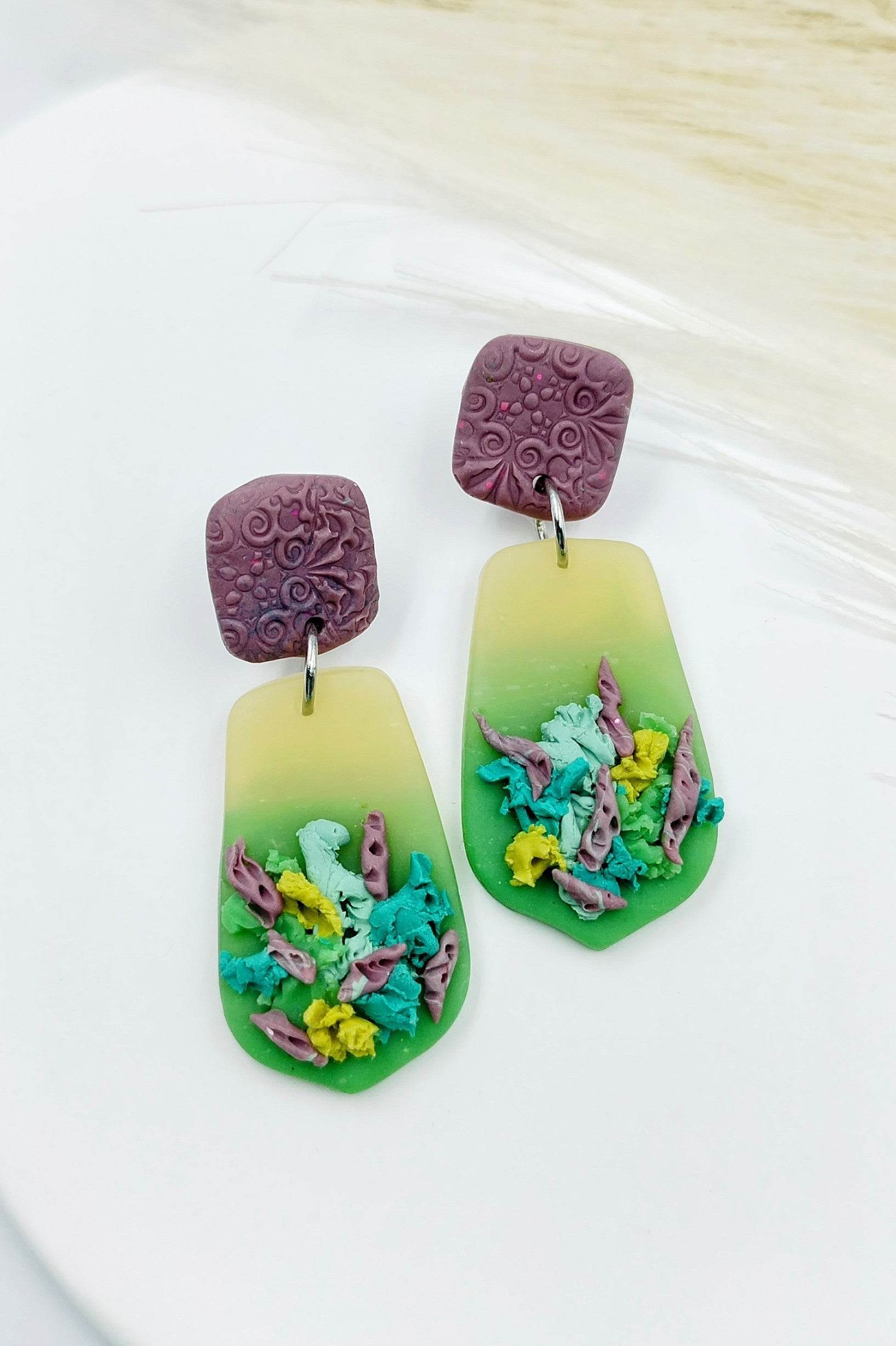 Orecchini Pendenti fondo del mare astratto - Loopy Clay