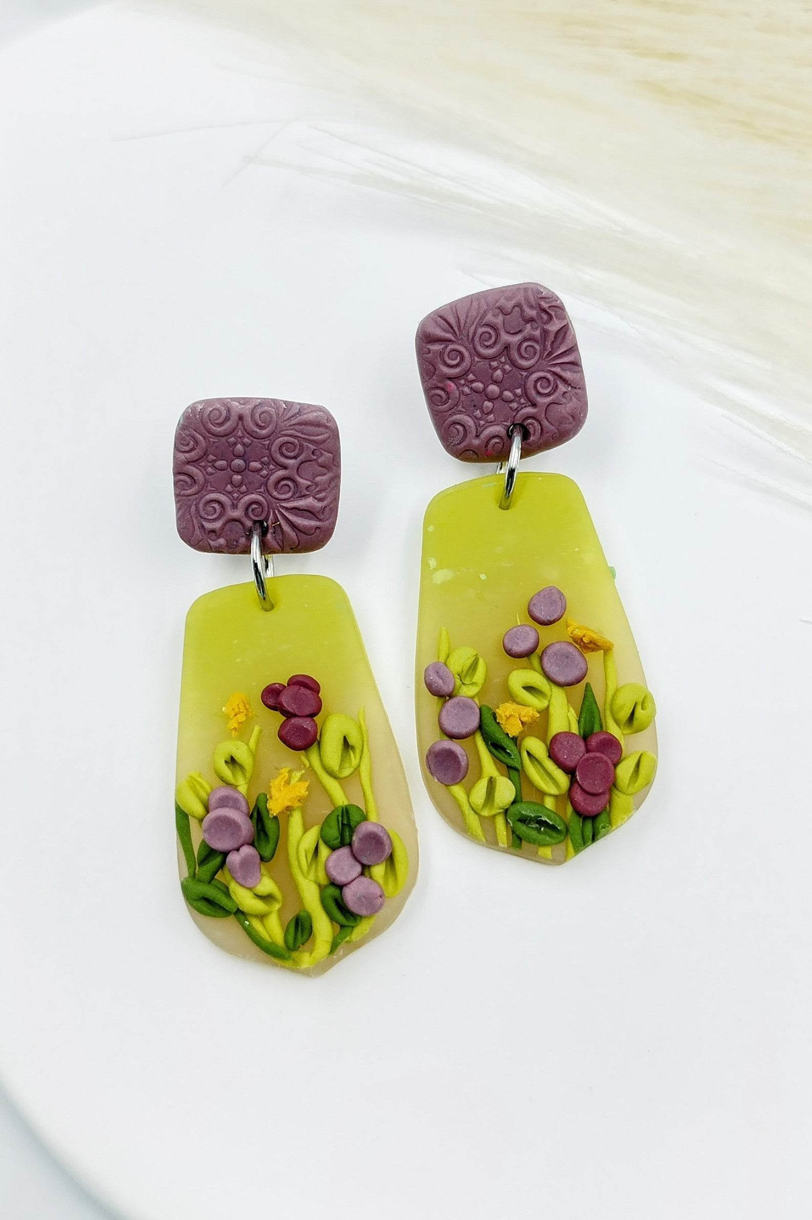 Orecchini Pendenti fondo del mare astratto - Loopy Clay