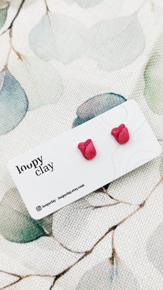 Orecchini mini tulipani - delicati tocchi di primavera - Loopy Clay