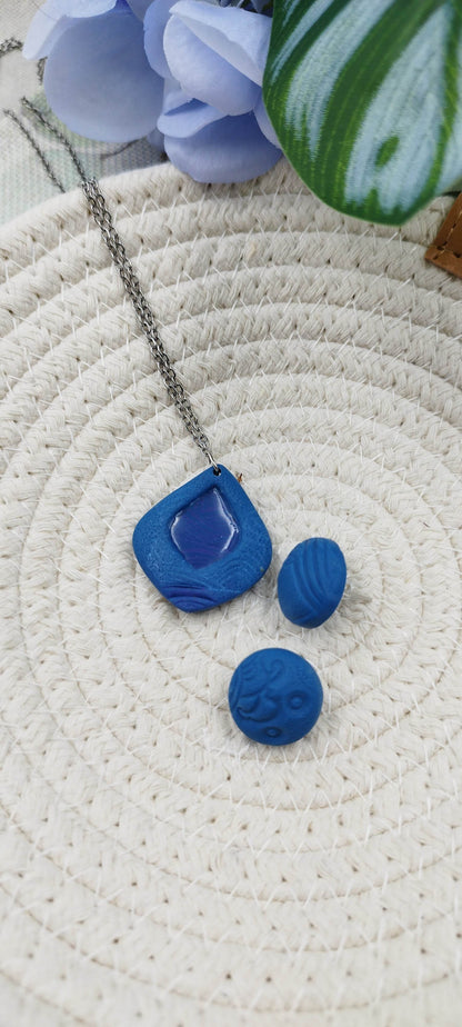 Collana blu con effetto del mare - a goccia