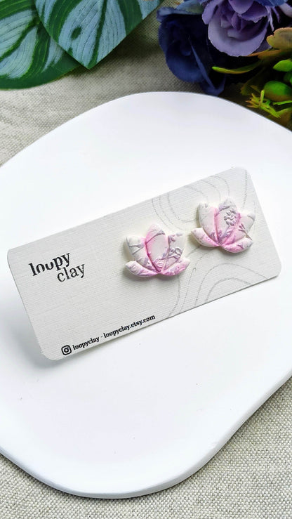 Collezione Floreale | Orecchini "Loto Zen" bianco e lilla