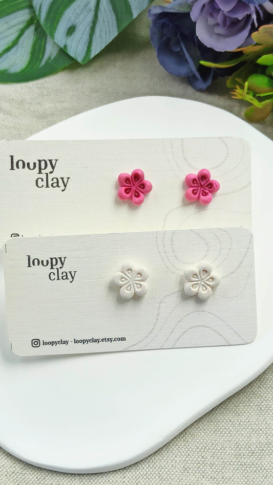 Orecchini mini fiorellini - tocchi di luce - Loopy Clay