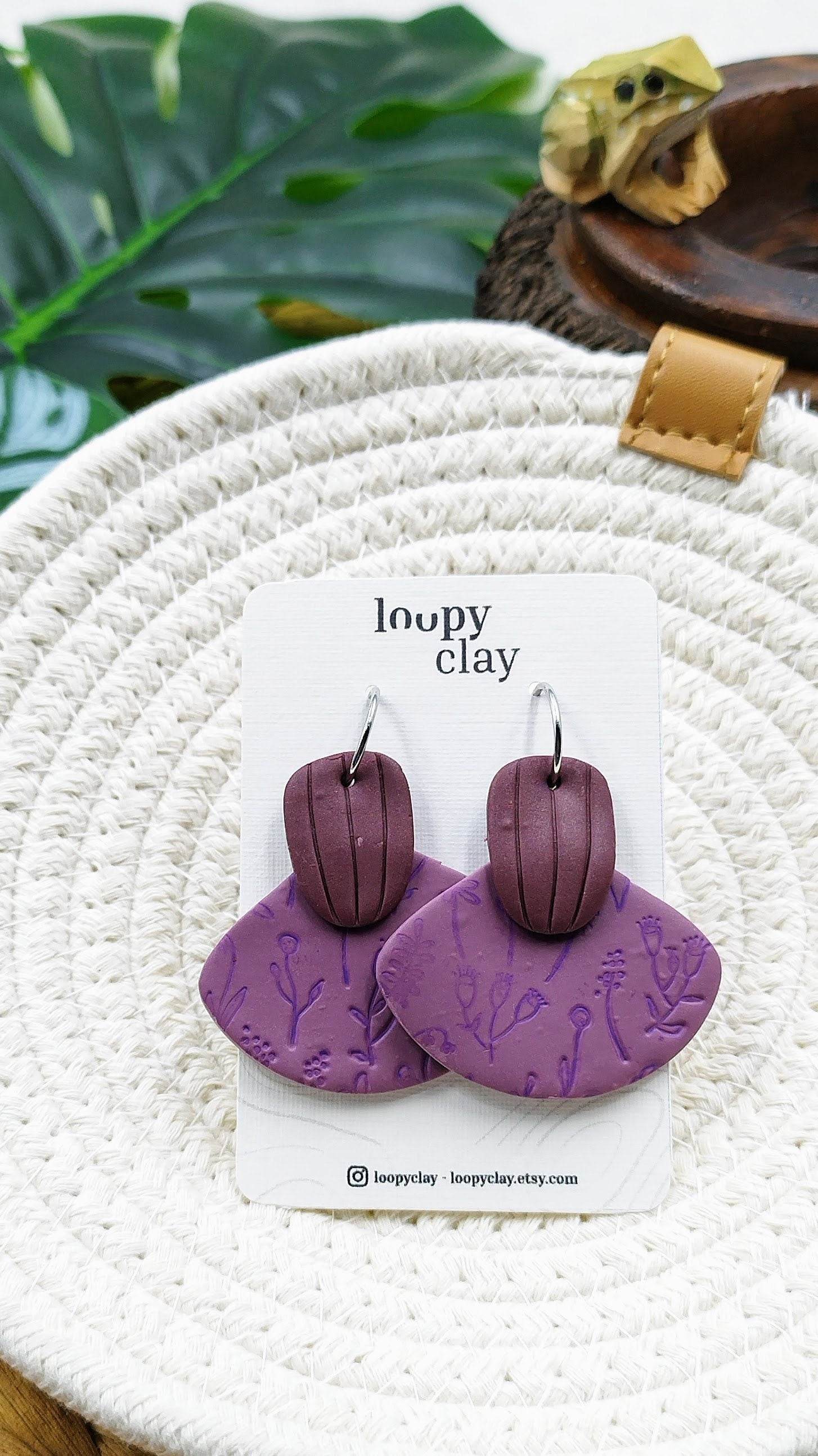 Orecchini Pendenti etnico moderno - Loopy Clay