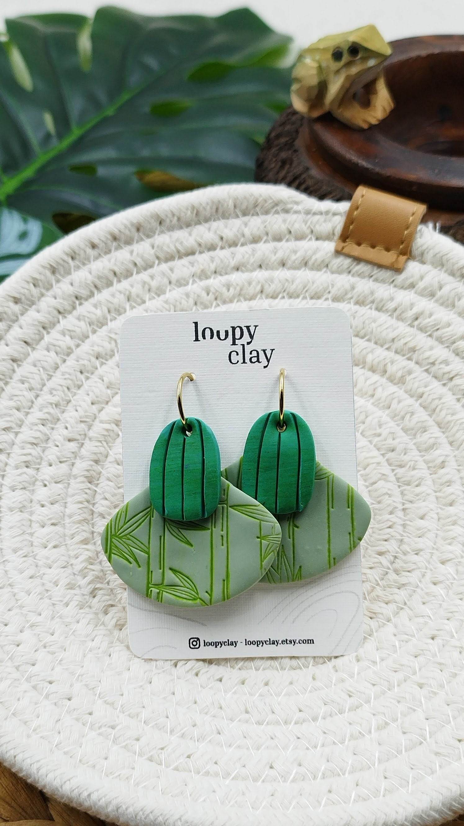 Orecchini Pendenti etnico moderno - Loopy Clay