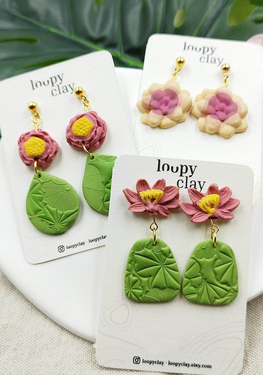 Orecchini pendenti effetto naturale - Loopy Clay