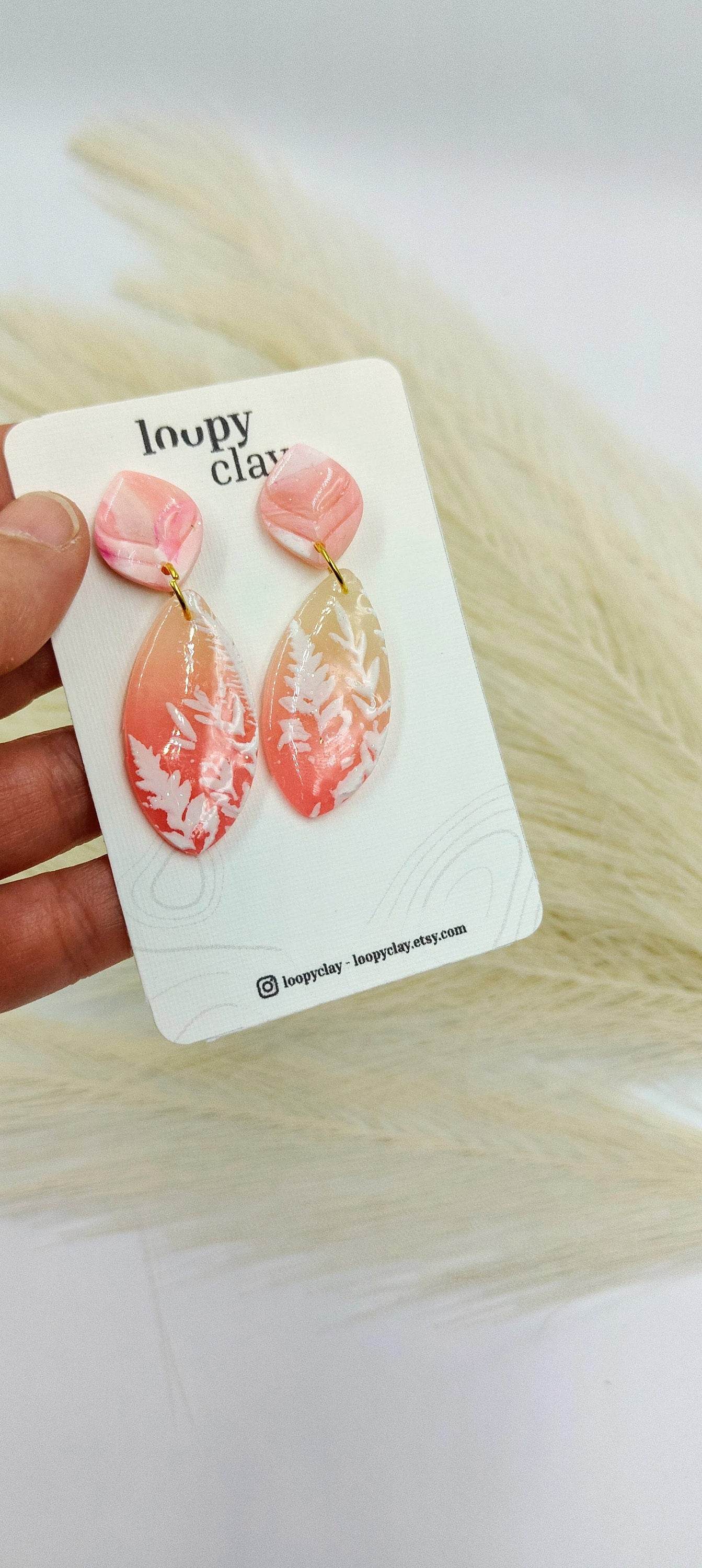 Orecchini pendenti effetto vetro - Loopy Clay