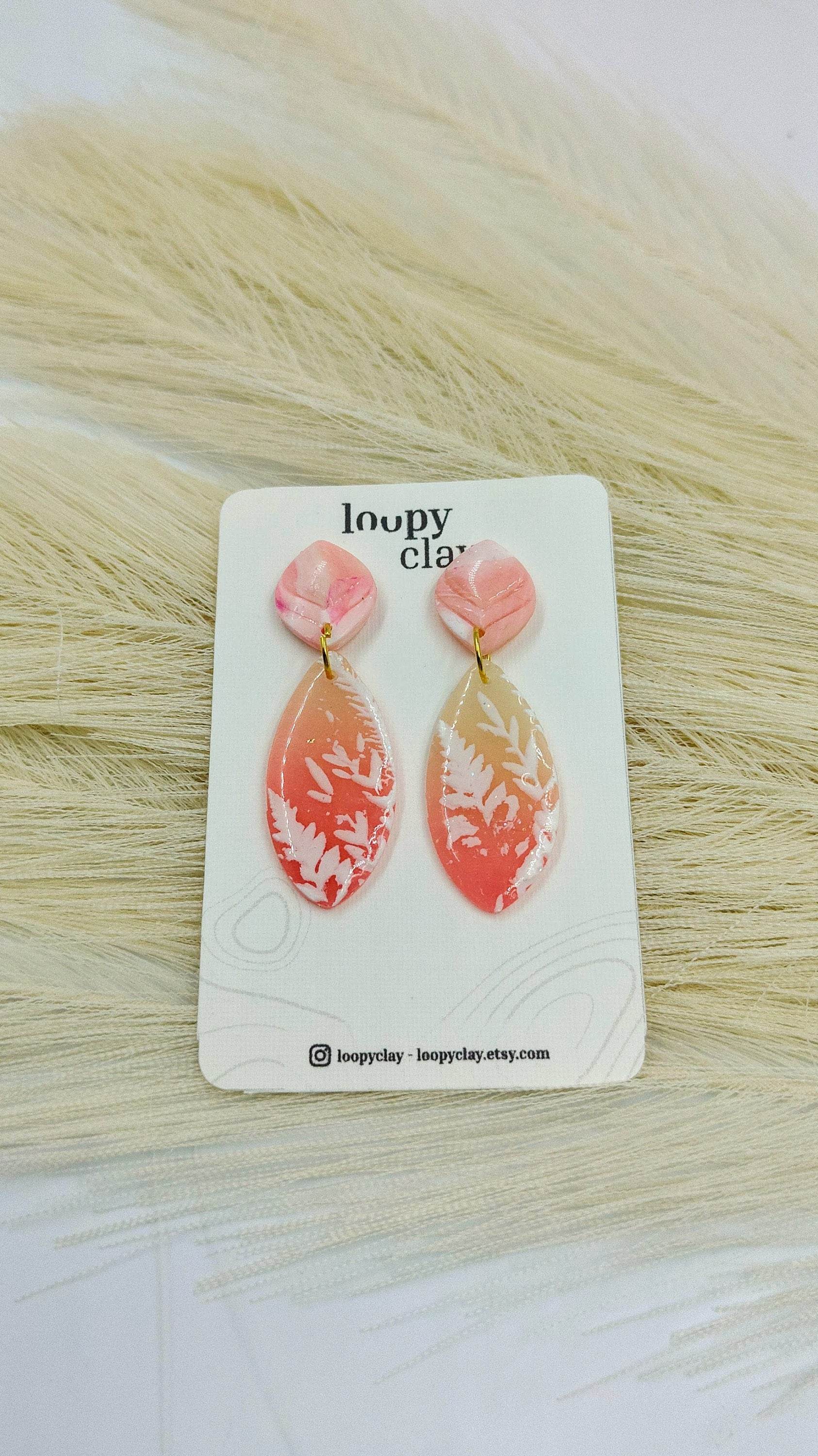 Orecchini pendenti effetto vetro - Loopy Clay