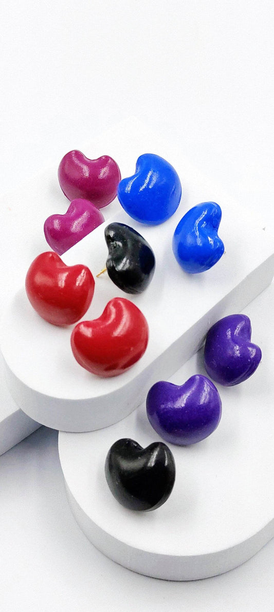 Orecchini bombati minimal a bottone - collezione design pop - Loopy Clay