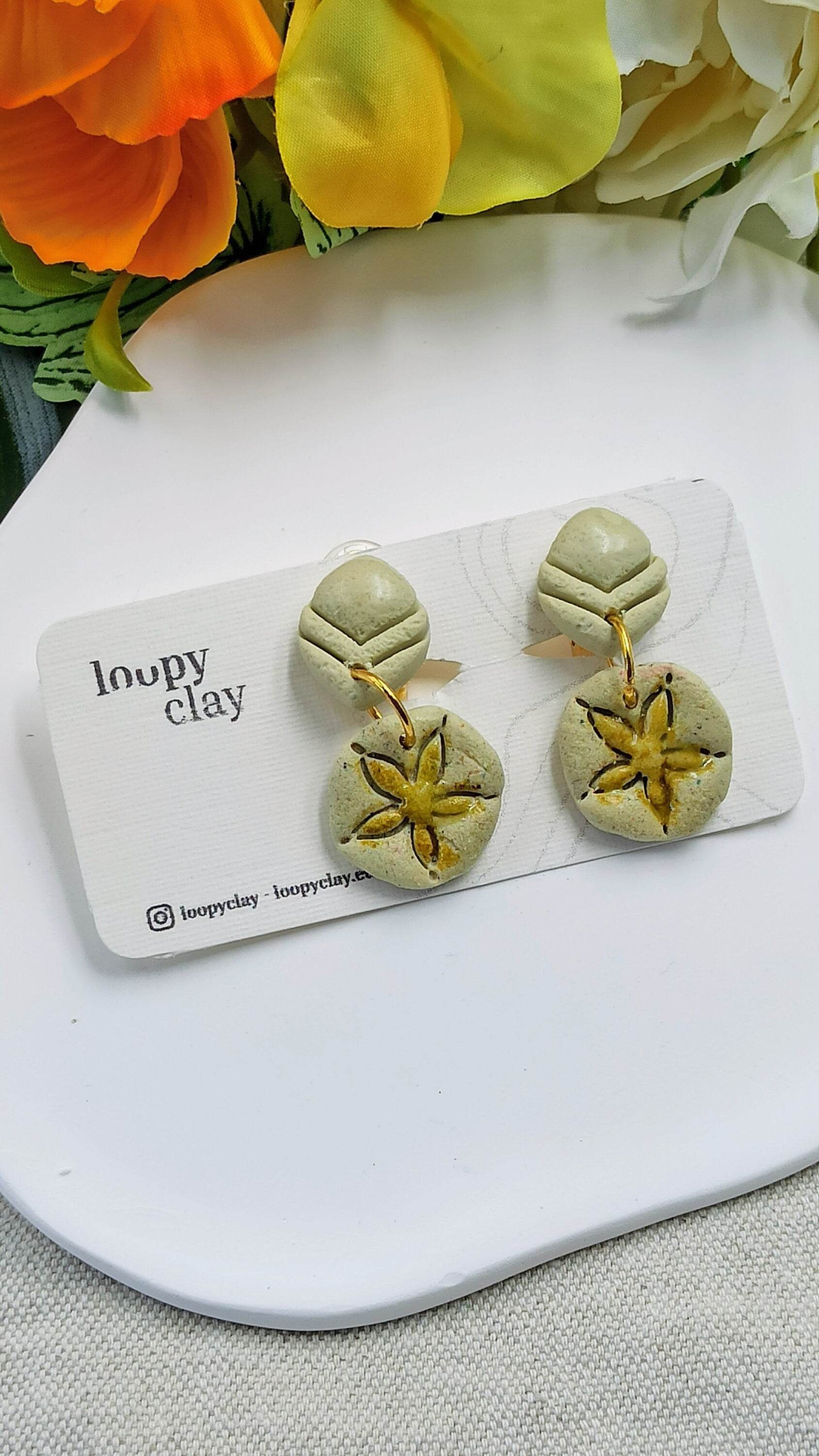 Orecchini a clip tema marino delicato - Loopy Clay