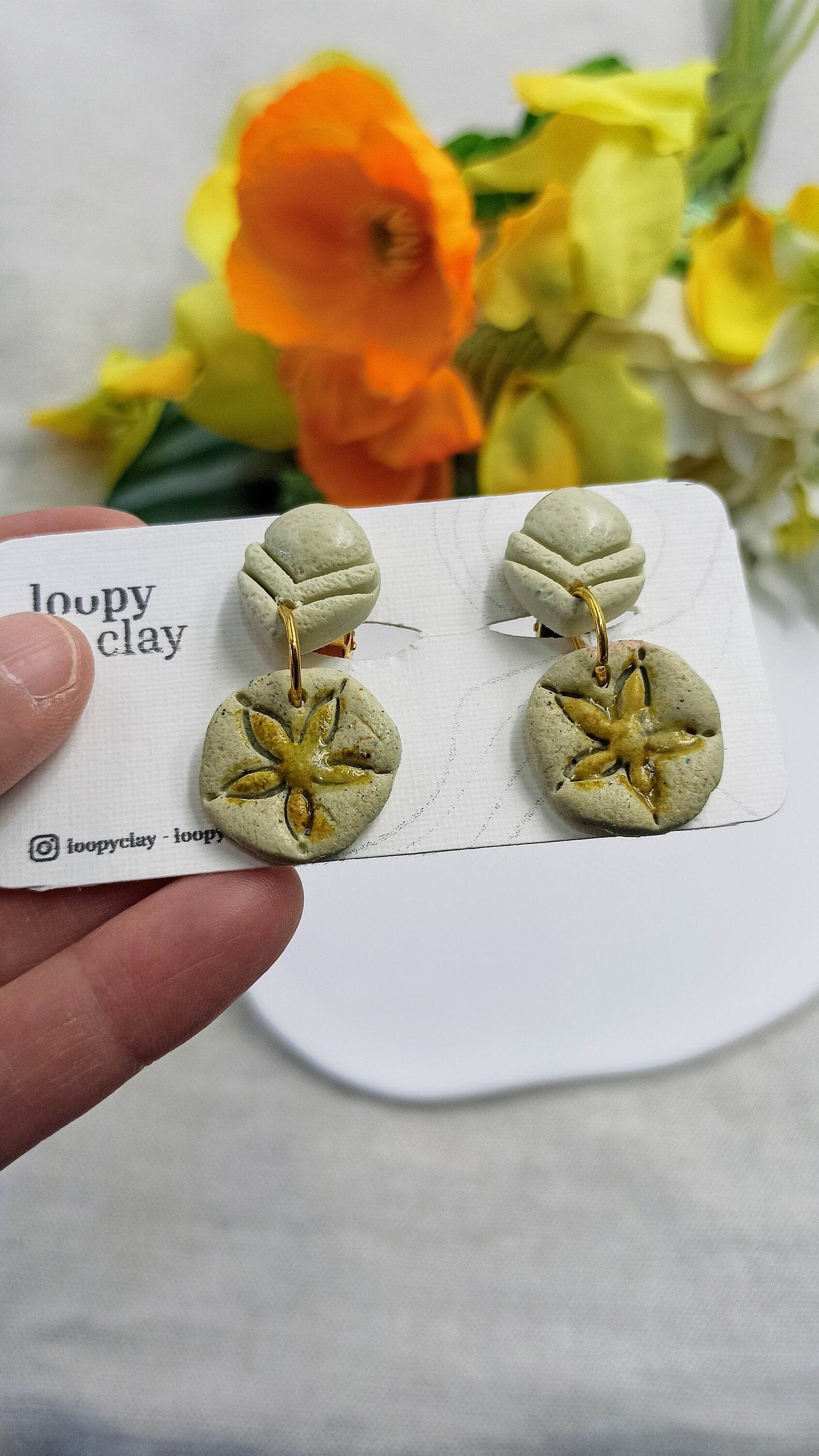 Orecchini a clip tema marino delicato - Loopy Clay