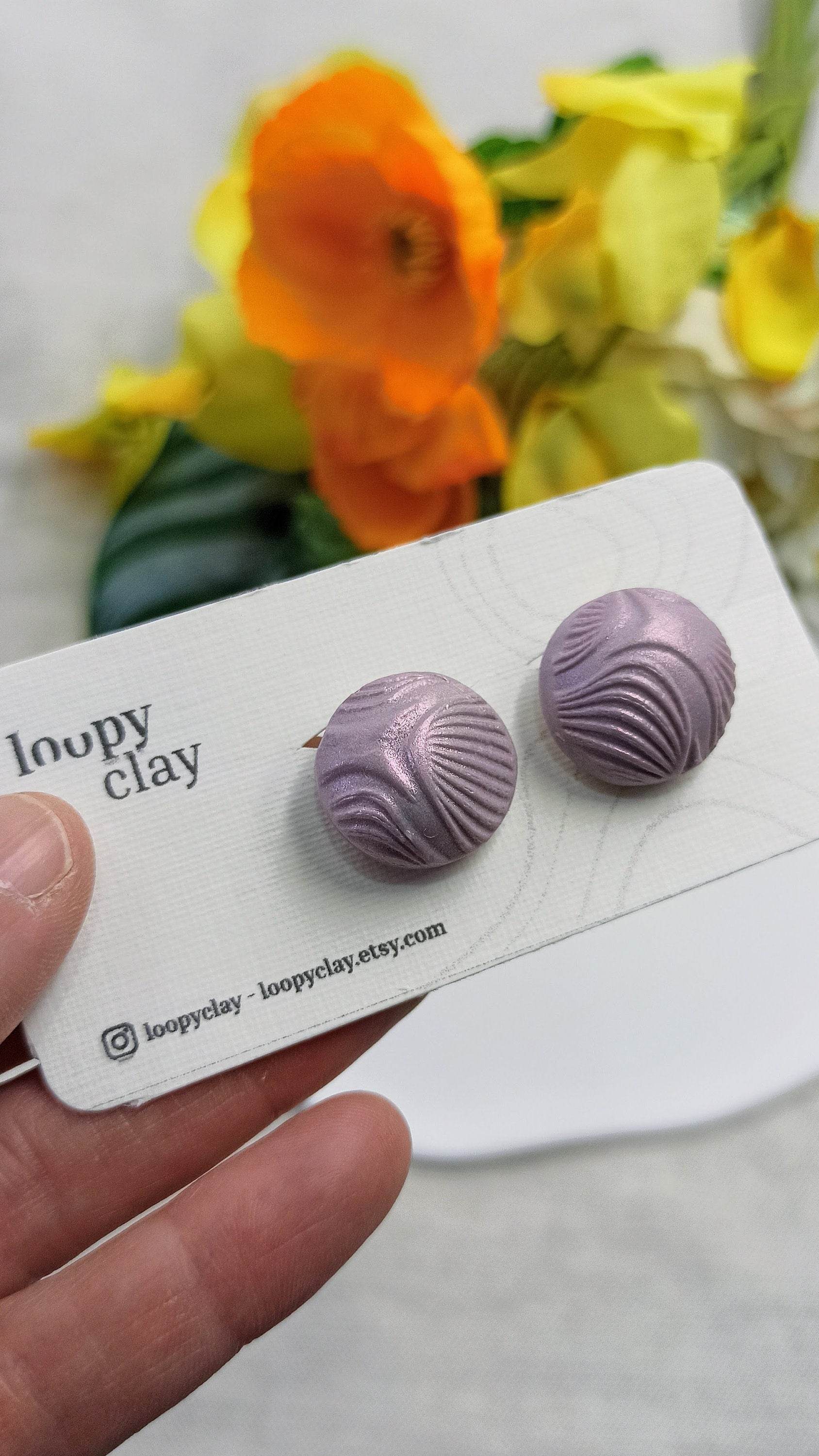 Orecchini a Clip bombati effetto perlato - Loopy Clay
