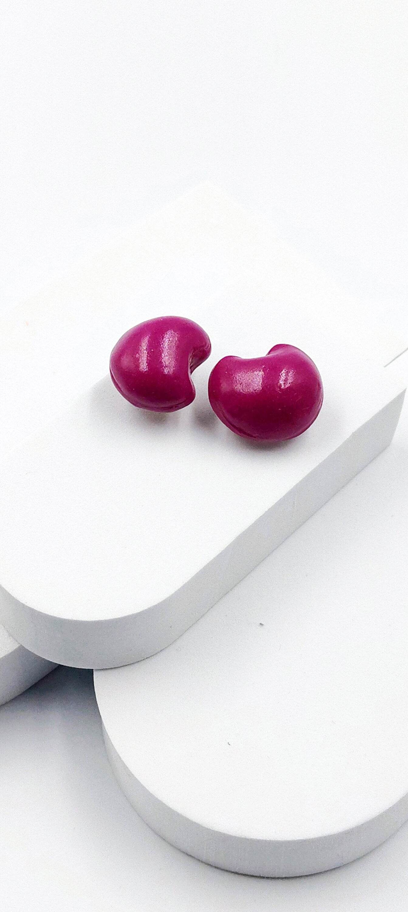 Orecchini bombati minimal a bottone - collezione design pop - Loopy Clay