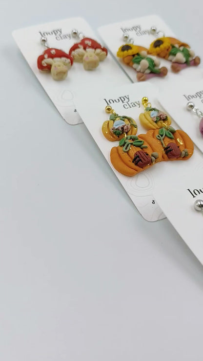 Earrings Pumpkin "Gnome House" | Unique handcrafted piece