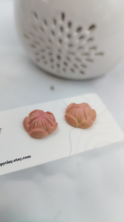 Lotus Flower Stud Earrings - Bud
