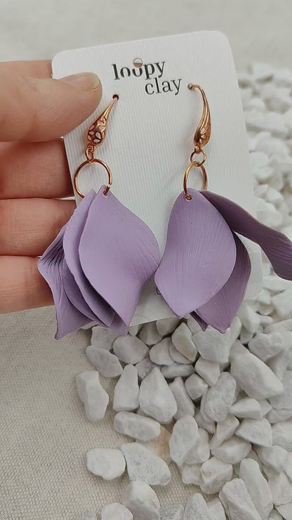 Drop Earrings Spring Dreams | Purple Petals and Golden Reflections