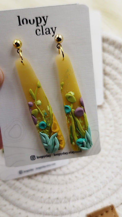 Flower meadow pendant earrings