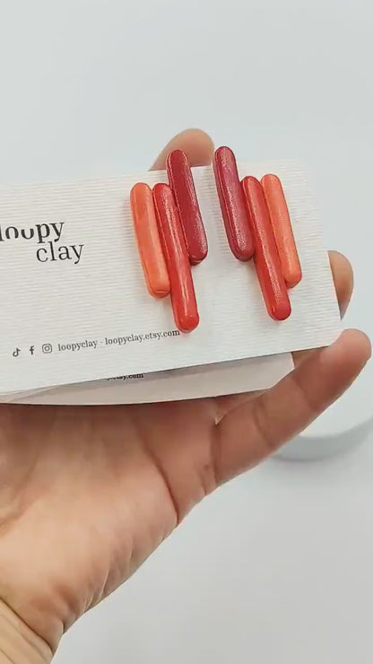 Orecchini Moderni Lineari Multicolore: Un Tocco di Pop Art per il Tuo Stile. 4 combinazione colore. Colori vivaci stile design pop 80-90