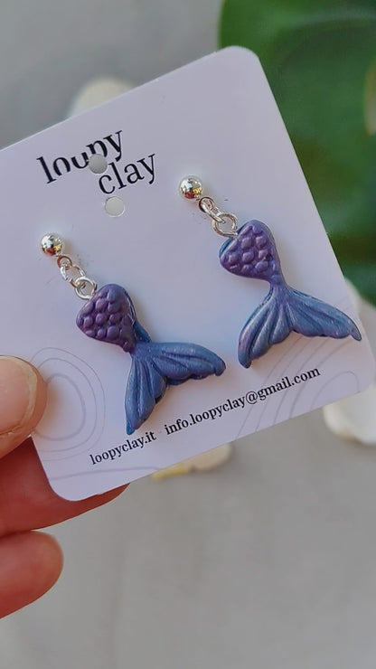 Orecchini estate mare donna artigianali – orecchini sirena - summer earrings Mermaid Earrings Handmade – Orecchini pendenti Sirena Donna Leggeri, Pendenti Unici, Orecchini Artigianali Mare.