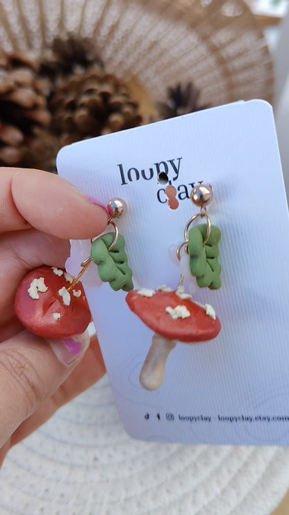 Red "Poisonous" Mushroom Earrings | Fairy Tale Icon
