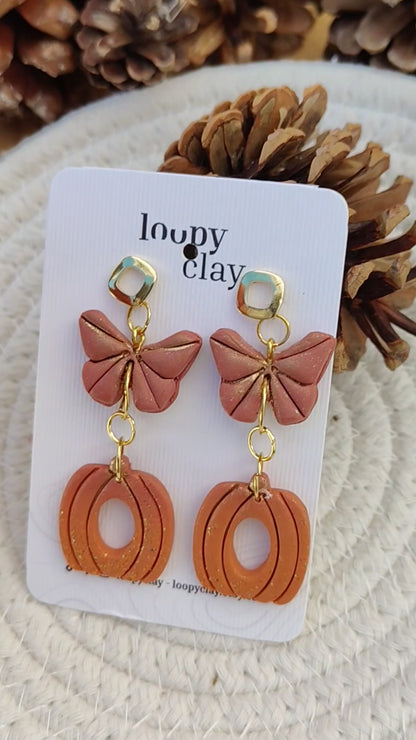 Drop Earrings Autumn Butterfly | Handmade Butterflies and Pumpkins