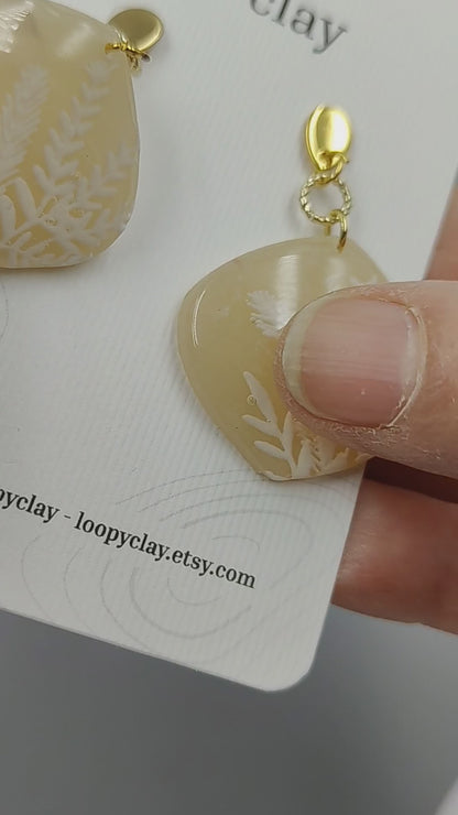 Handcrafted Earrings | Dreamy Nature: Glass Reflections and Raised Flowers