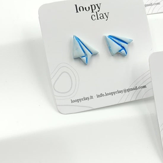 Orecchini a bottone forbicine glitter | Tavolozza colori | Nota musicale | Origami aeroplanino| Emoticon smile | Bottoni divertenti.