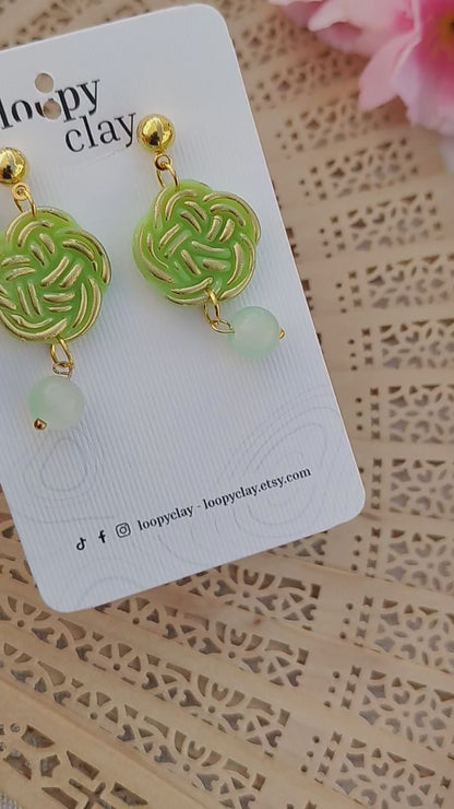Earrings Mizuhiki "Jade Green" | I Love Japan Collection